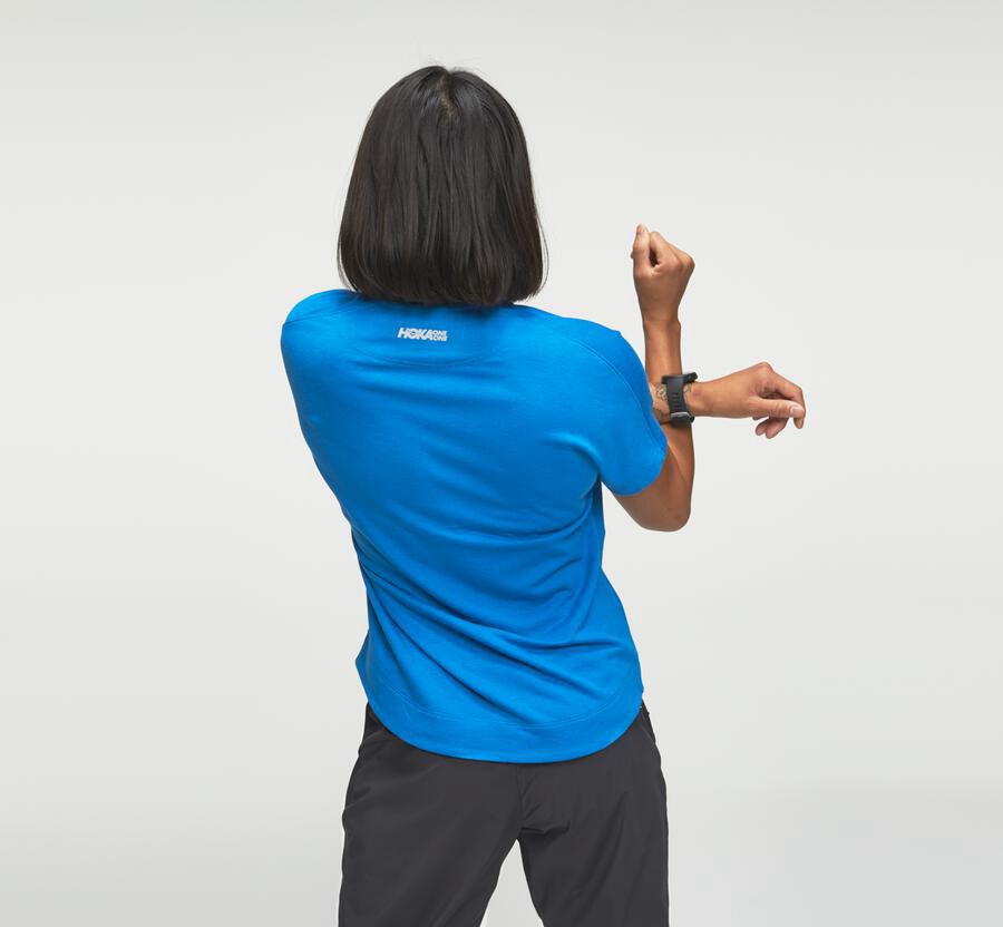 Hoka One One Tee Womens Blue - Lifestyle - 04635WXZA